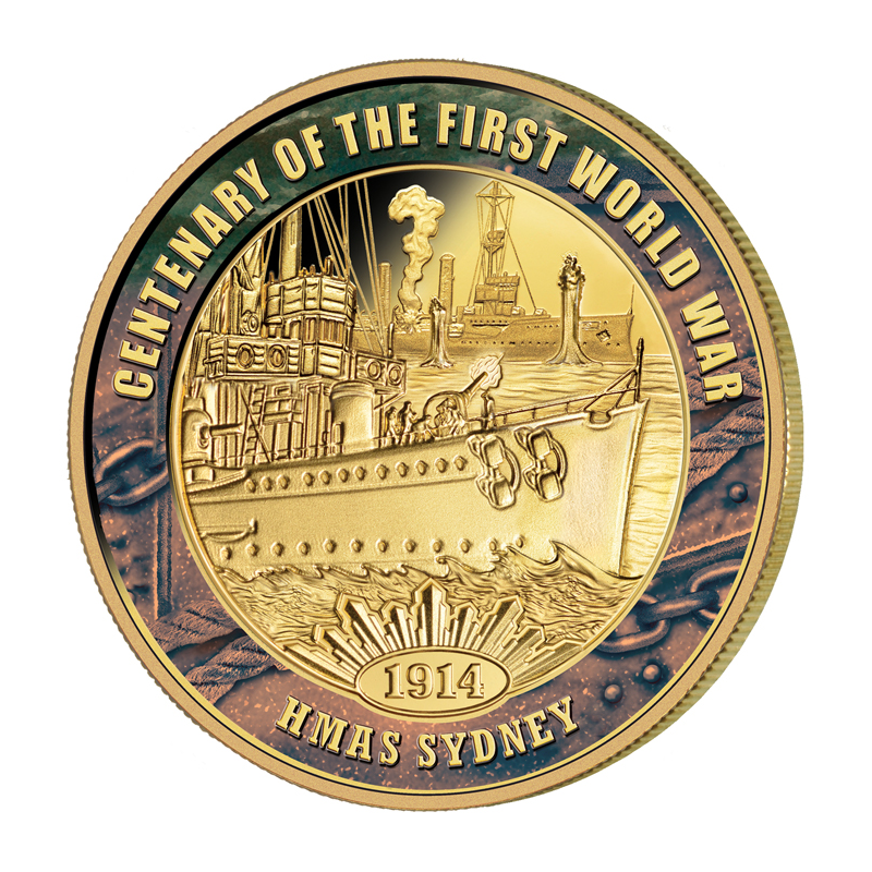 Niue Island 2014 - 100$ WWI HMAS Sydney - 1oz Gold Proof - Coins From
