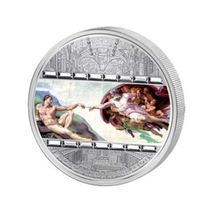 Cook Islands 2008 - 20$ Masterpieces of Art Stworzenie Adama - Michał Anioł - 3 uncje Srebrna Moneta