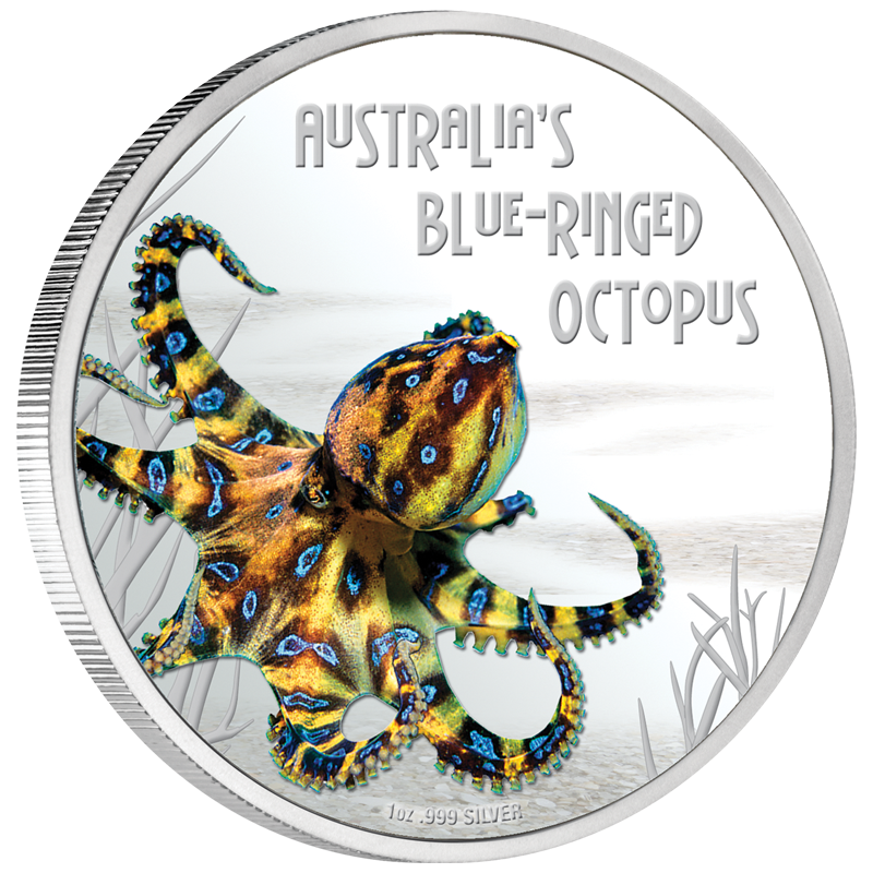Tuvalu 2008 1 Deadly Dangerous Blue Ringed Octopus 1 Oz Silver Proof Coin Coins From World Sklep Numizmatyczny