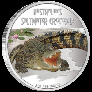 Tuvalu 2009 - 1$ Śmiertelne i Niebezpieczne - Krokodyl różańcowy - 1 oz. Srebrna Moneta