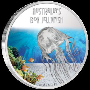 Tuvalu 2011 - 1$ Śmiertelne i Niebezpieczne - Meduza Box Jellyfish - 1 oz. Srebrna Moneta
