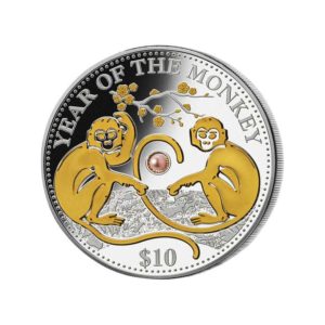 Fidżi 2016 - 10$ Rok Małpy - Różowa Perła - 1 oz. Srebrna Moneta