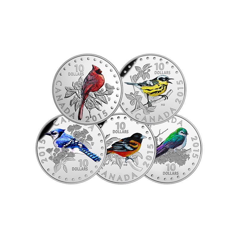 Canada 2015 - 5 x 10$ Colourful Songbirds of Canada - Silver Proof