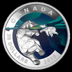 Kanada 2016 - 20$ Geometria w Sztuce Niedźwiedź Polarny - 1 oz Srebrna Moneta