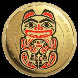 Kanada 2016 - 500$ Mityczna Kraina Plemienia Haida Niedźwiedź - 5 Uncji Czystego Złota