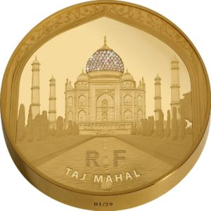 Francja 2010 - 5000 Euro Taj Mahal + 68 Diamentów Cartiera - 1 kilogramowa Złota Moneta
