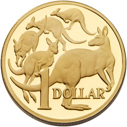 Australia 2009 - 1$ 25 Rocznica Pięć Kangurów - Złota Moneta