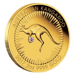 Australia 2017 - 500$ Australijski Kangur Argyle Różowy Diament - 2 Uncje Złota Moneta