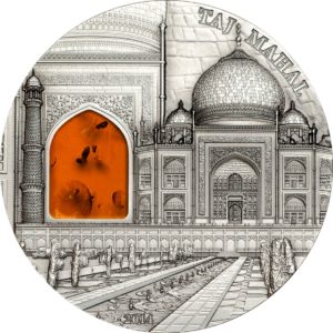 Palau 2014 - 10$ Mineral Art Bursztyn Taj Mahal "6" - 2 Uncje Srebrna Moneta
