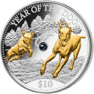 Fidżi 2018 - 10$ Rok Psa Czarna Perła Seria Lunar "7" - 1 oz. Srebrna Moneta