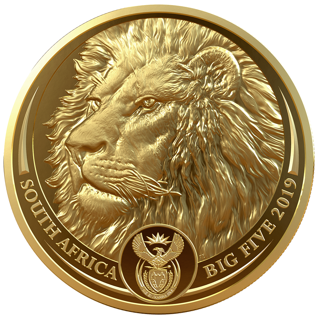 South Africa 2019 50 Rand Big Five Lion 1 oz Gold Proof Coin #2 - Coins  From World: Sklep numizmatyczny