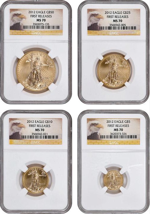 USA 2012 American Gold Eagle Set 1.85 oz Gold Proof Four Coin Set